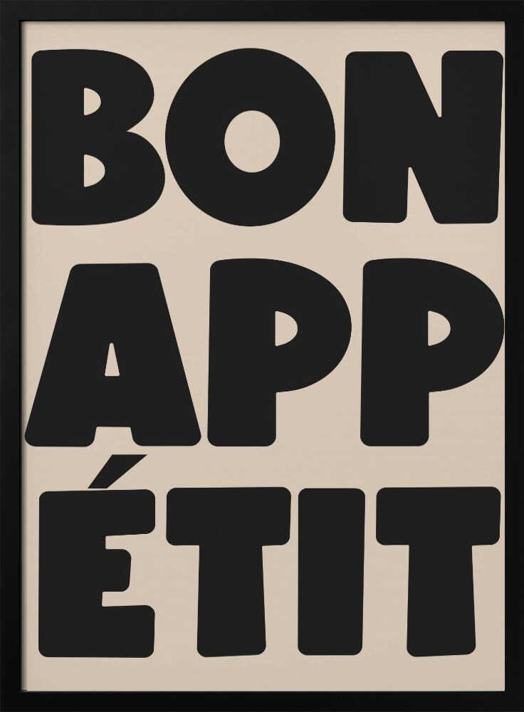Bon Appétit Saying Art Print UK — Abstract Dark Wall Art — Kitchen — Wall It All Prints