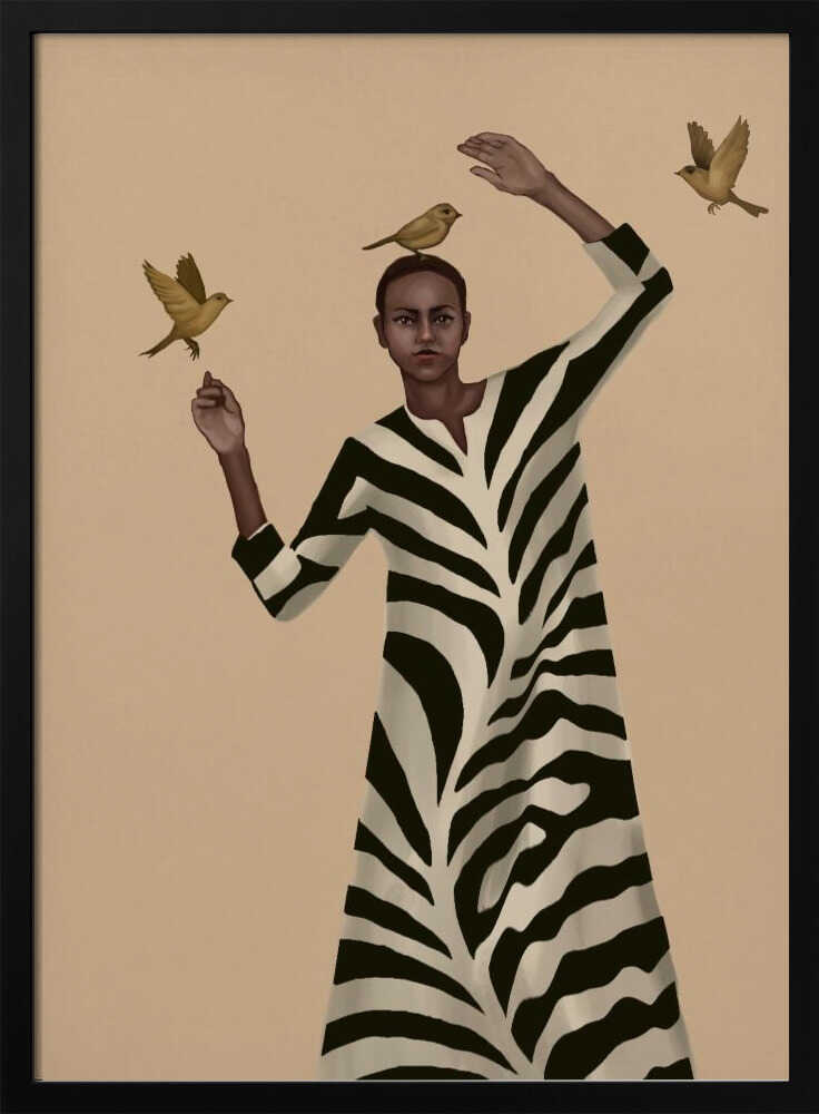 Graceful Woman and Birds