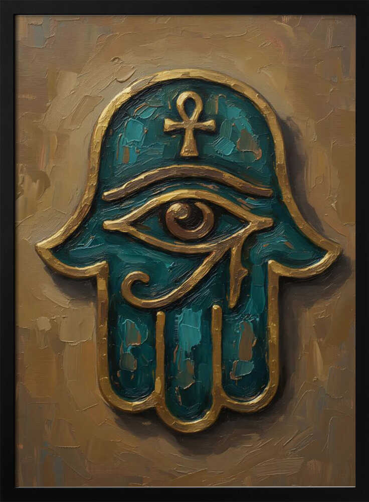 Golden Teal Hamsa Hand HUGO