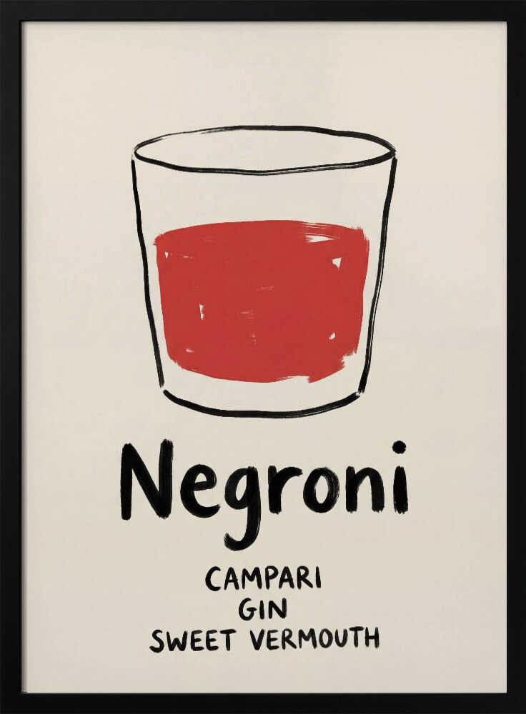 Classic Negroni Cocktail Art Print UK — Abstract Minimal Wall Art — Kitchen — Wall It All Prints
