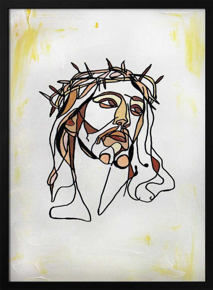 Jesus Abstract line art portrait of Jesus Christ wearing a crown of thorns Rafal Kulik