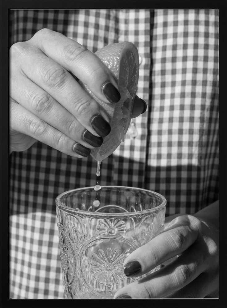 Hands Squeezing Lemon Art Print UK — Food Dark Wall Art — Kitchen — Wall It All Prints