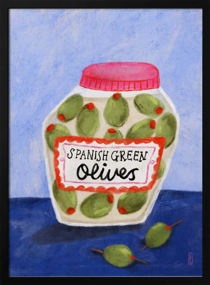 Spanish Green Olives Jar Art Print UK — Food Fresh Wall Art — Kitchen — Wall It All Prints