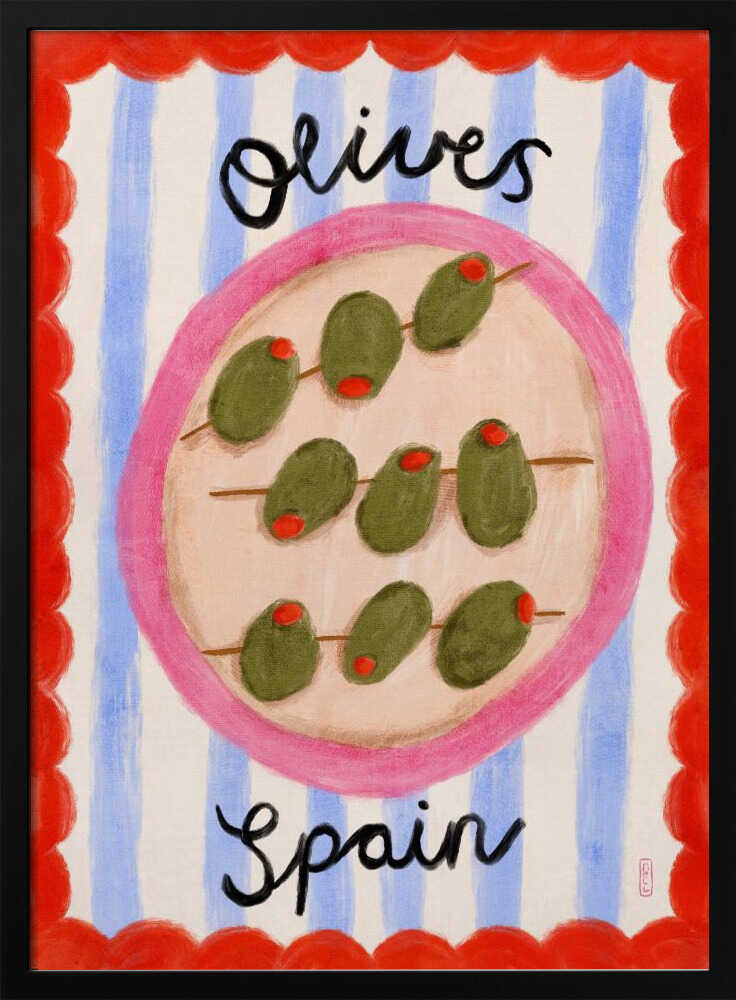 Spanish Olives Plate Art Print UK — Abstract Vibrant Wall Art — Kitchen — Wall It All Prints