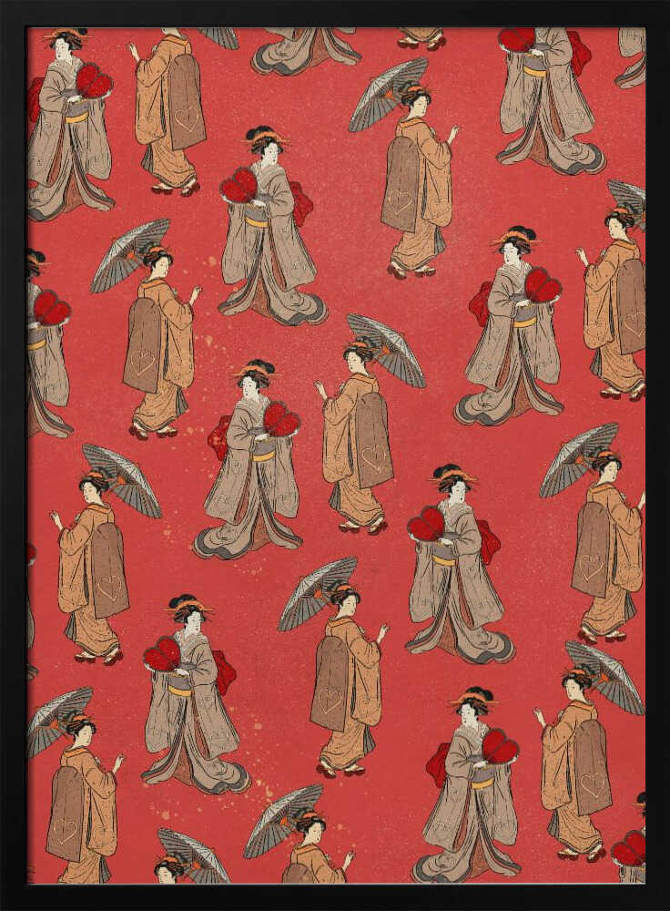 Elegant Geisha Pattern Art Print UK — Japanese Elegant Wall Art — Living Room — Wall It All Prints