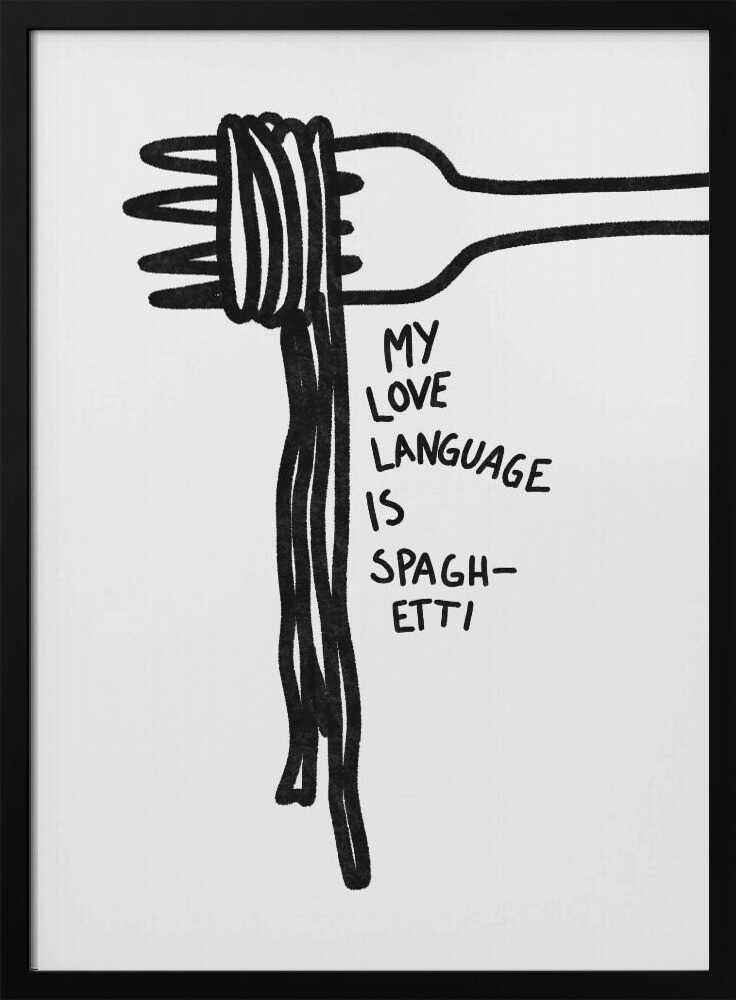 Spaghetti Love Art Print UK — Abstract Dark Wall Art — Kitchen — Wall It All Prints