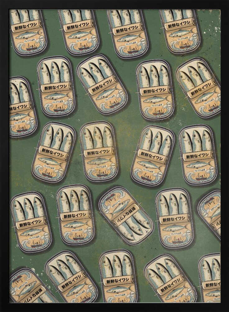 Vintage Sardine Can Pattern Art Print UK — Japanese Fresh Wall Art — Kitchen — Wall It All Prints
