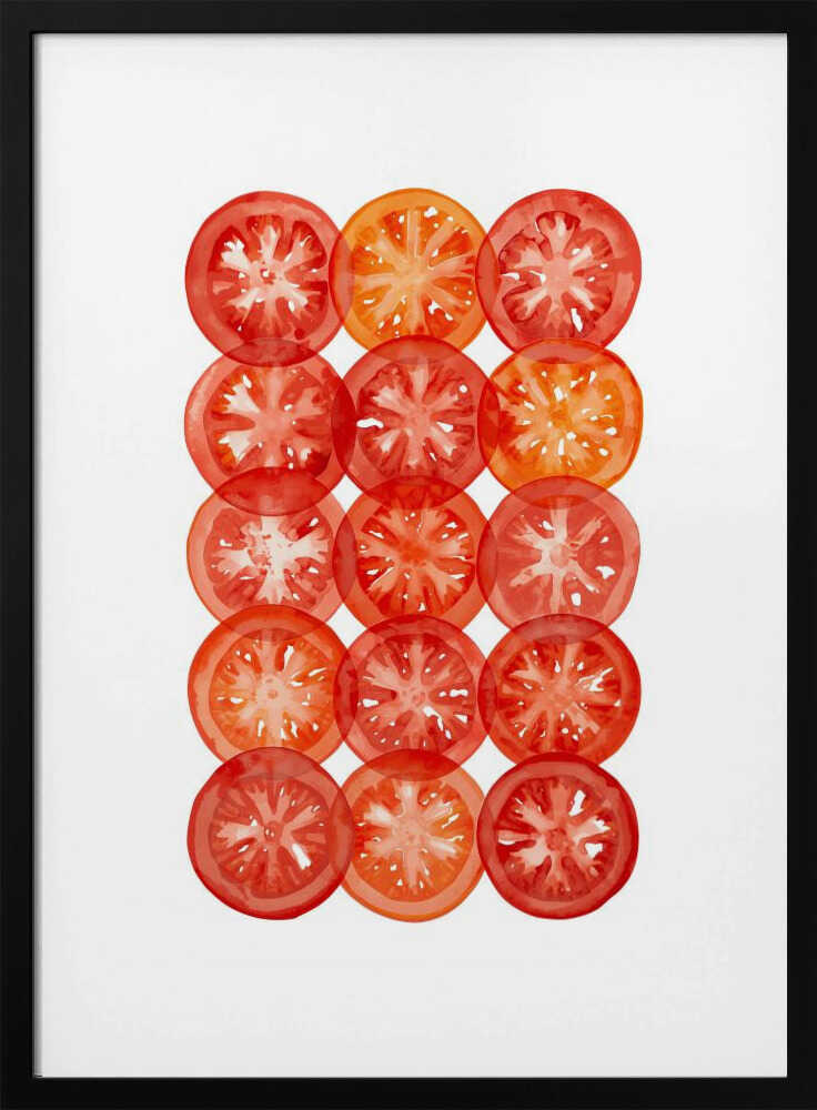 Fresh Tomato Slices Art Print UK — Botanical Vibrant Wall Art — Kitchen — Wall It All Prints