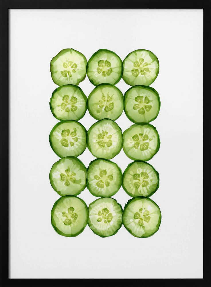 Fresh Cucumber Slices Art Print UK — Food Vibrant Wall Art — Kitchen — Wall It All Prints