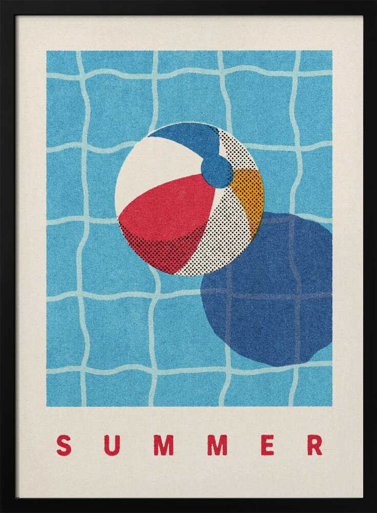 Floating Beach Ball Summer Art Print UK — Abstract Vibrant Wall Art — Living Room — Wall It All Prints