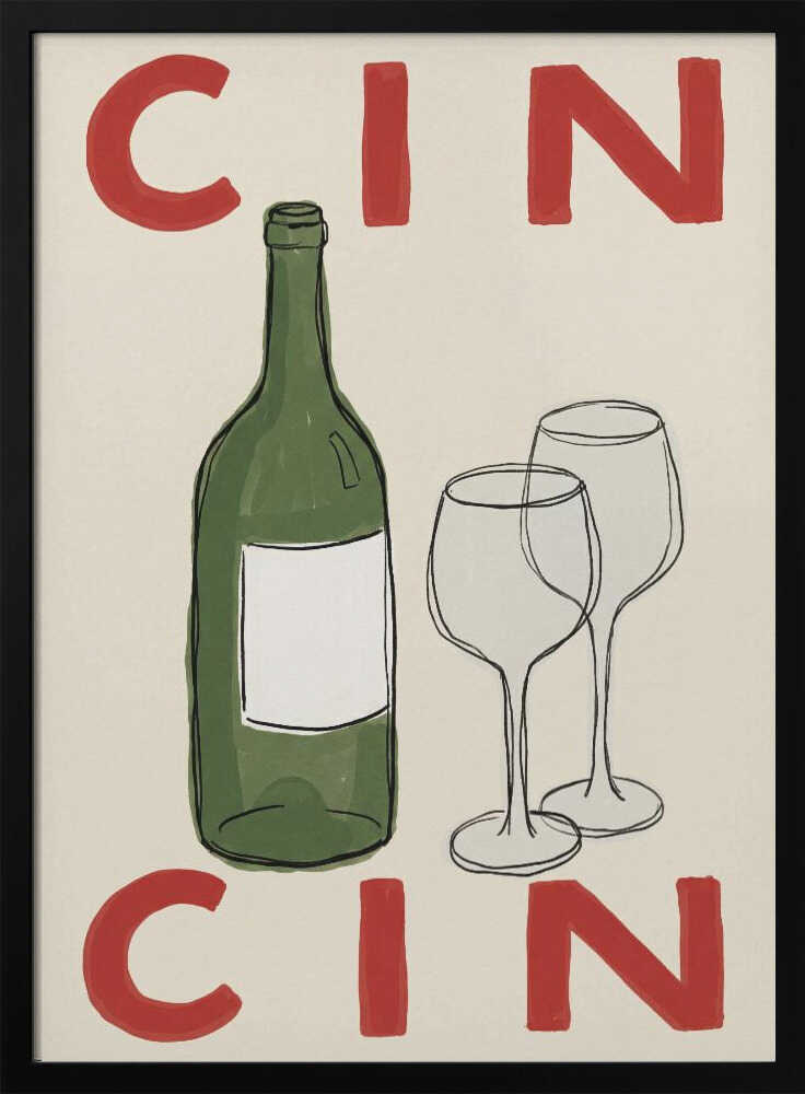 Cin Cin Wine Toast Art Print UK — Abstract Minimal Wall Art — Kitchen — Wall It All Prints