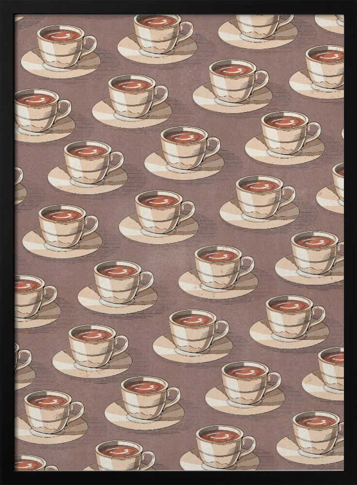 Coffee Cup Pattern Art Print UK — Vintage Warm Wall Art — Kitchen — Wall It All Prints