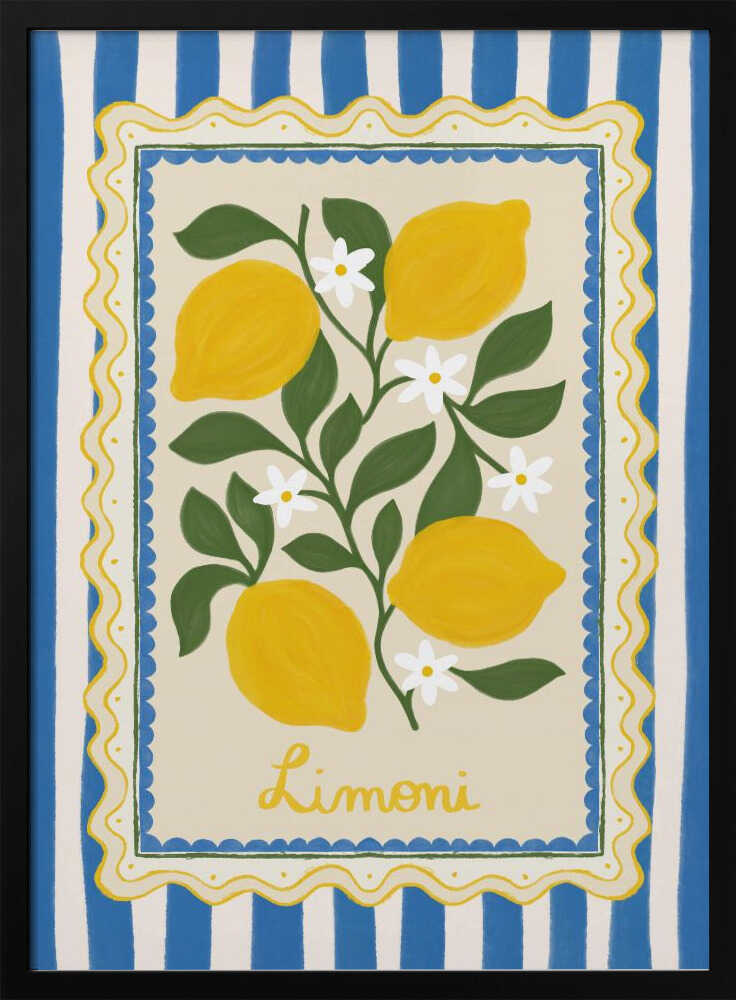 Italian Limoni Stripes Art Print UK — Botanical Vibrant Wall Art — Kitchen — Wall It All Prints