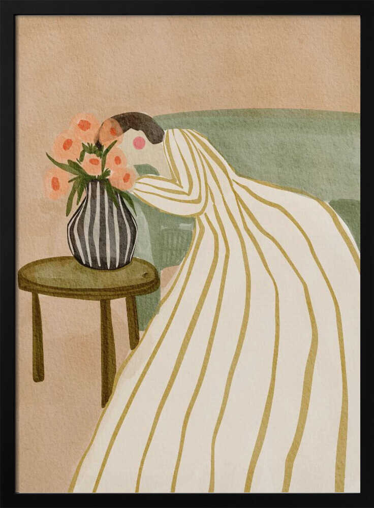 Woman Admiring Flowers