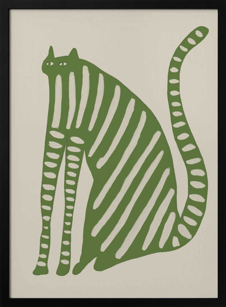 Playful Green Striped Cat