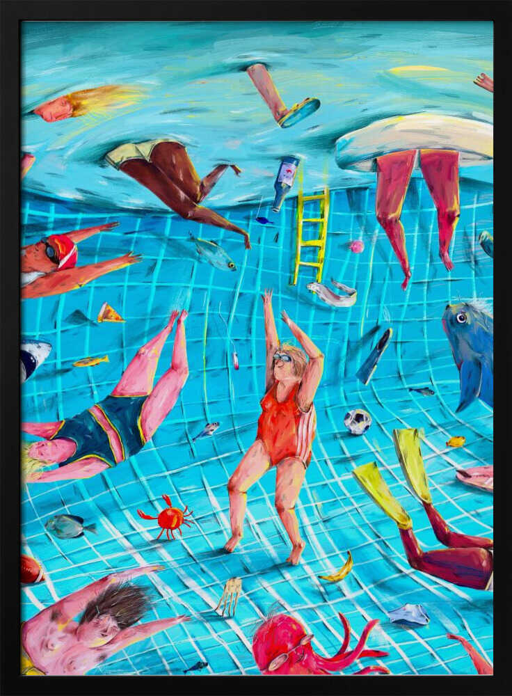 Surreal Pool Fun Art Print UK — Abstract Vibrant Wall Art — Living Room — Wall It All Prints