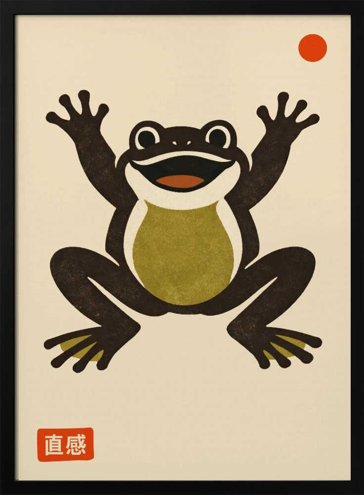Happy Frog Red Dot Art Print UK — Japanese Minimal Wall Art — Office — Wall It All Prints
