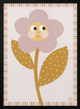 Framed Cheerful Flower Friend floral nursery print displayed in a bright playroom.