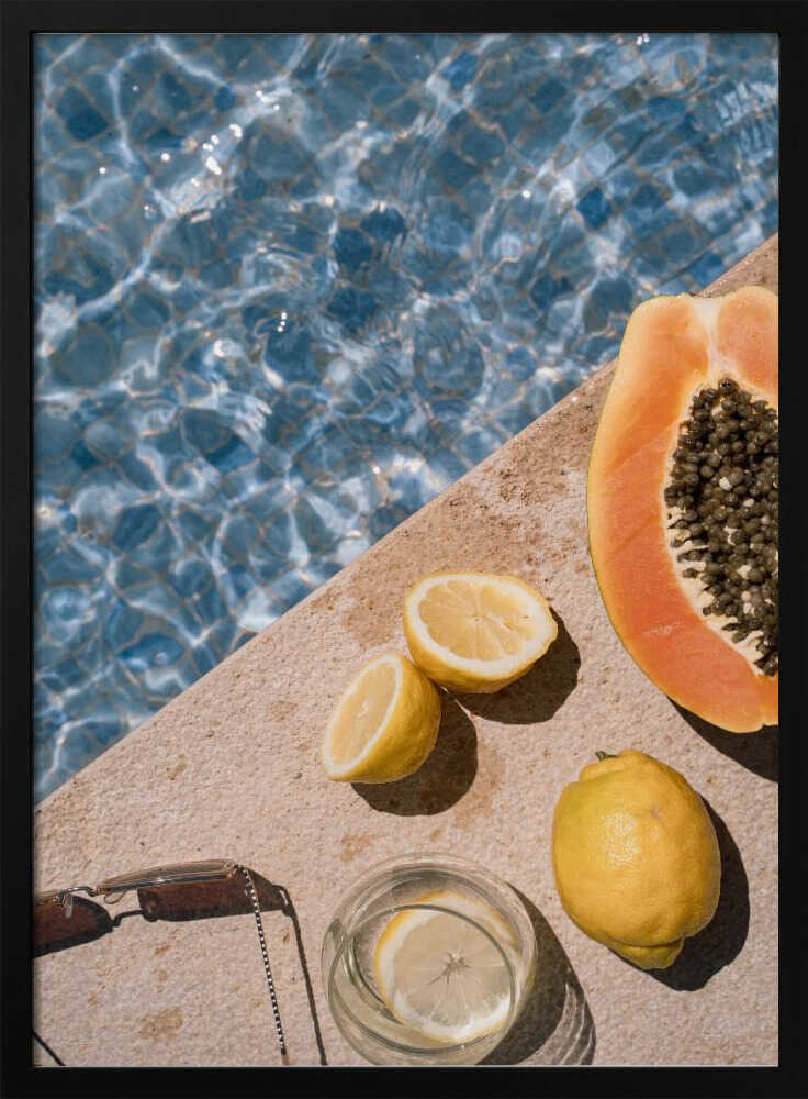 Sunny Poolside Fruits Art Print UK — Animal Vibrant Wall Art — Kitchen — Wall It All Prints
