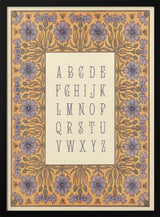 Framed Elegant Botanical Alphabet print displayed in a vintage-style nursery.