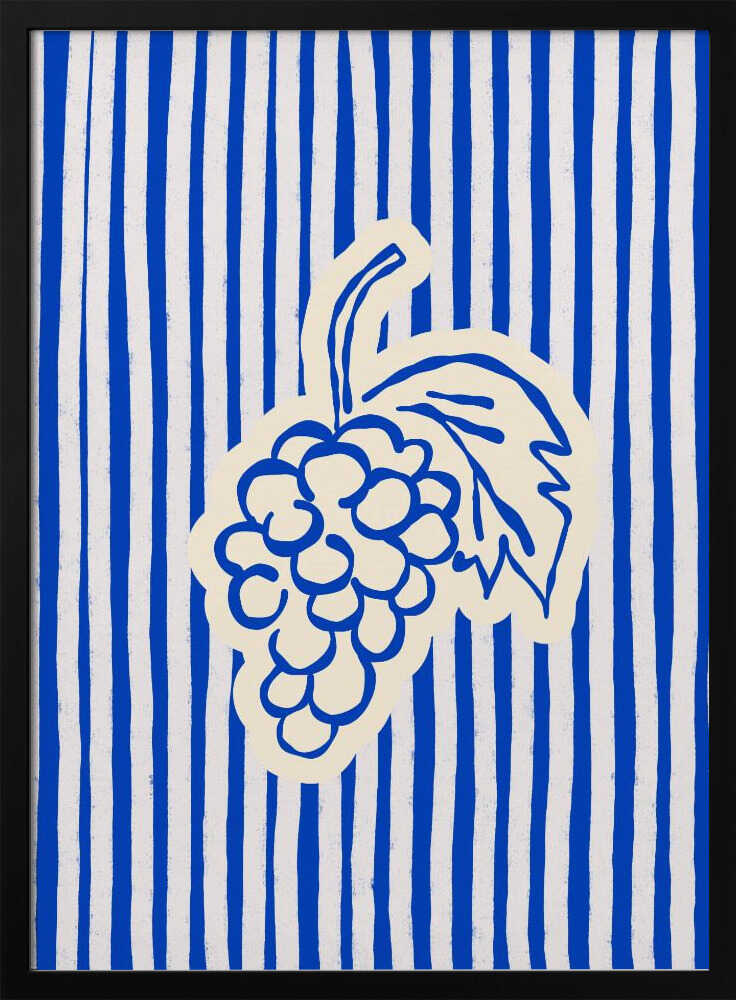 Blue Striped Grapes Art Print UK — Botanical Minimal Wall Art — Kitchen — Wall It All Prints