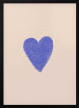 Framed Simple Blue Heart nursery print displayed in a neutral baby room.