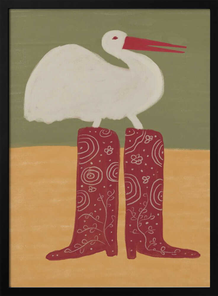 Bird in Red Boots Art Print UK — Abstract Vibrant Wall Art — Nursery — Wall It All Prints