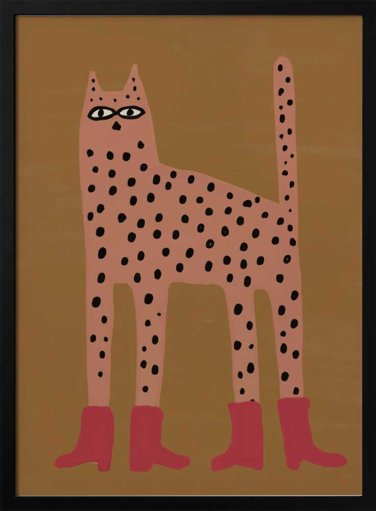 Spotted Cat in Boots Art Print UK — Abstract Minimal Wall Art — Living Room — Wall It All Prints