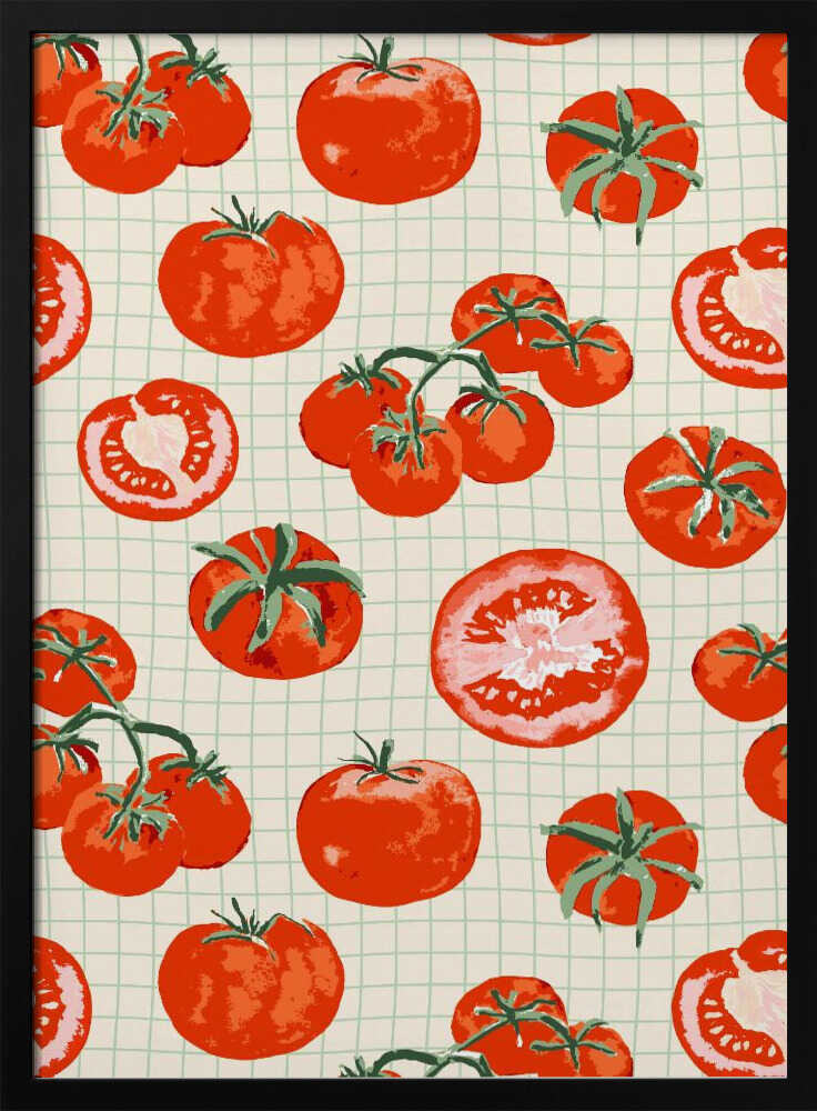 Fresh Tomato Grid Art Print UK — Botanical Vibrant Wall Art — Kitchen — Wall It All Prints