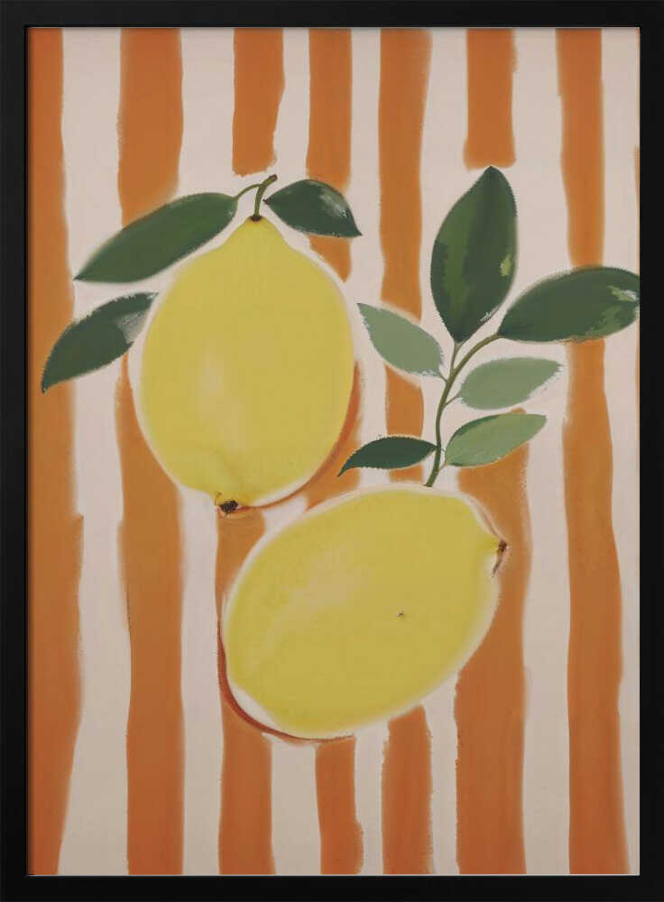 Fresh Striped Lemons Art Print UK — Abstract Vibrant Wall Art — Kitchen — Wall It All Prints