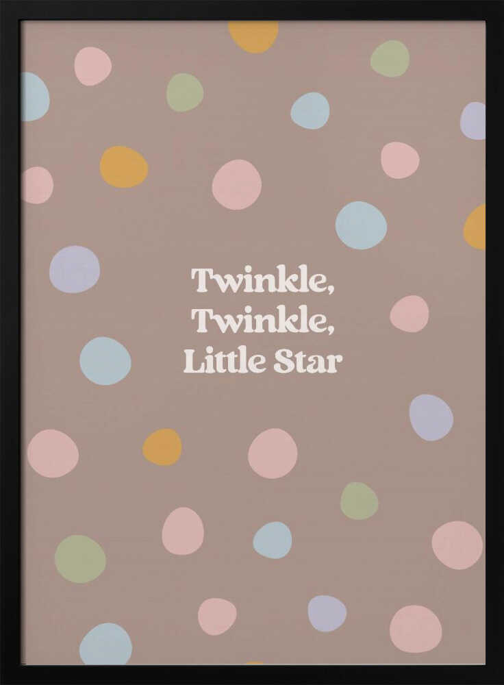 Framed Twinkle Little Star nursery print displayed above a nursing chair.