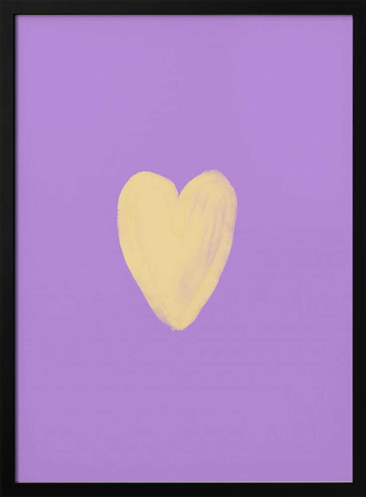 Framed Gentle Yellow Heart nursery print displayed in a minimalist baby room.