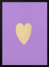 Framed Gentle Yellow Heart nursery print displayed in a minimalist baby room.