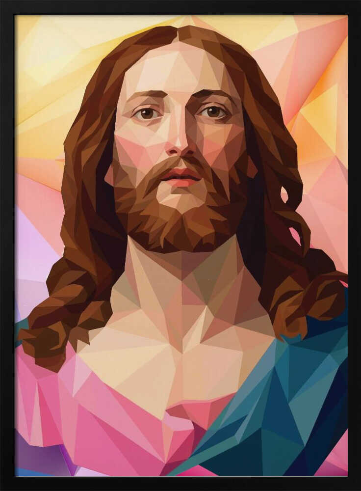 Modern Geometric Jesus Portrait Low Profile