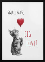 Framed Small Paws Big Love animal nursery print displayed above a nursing chair.