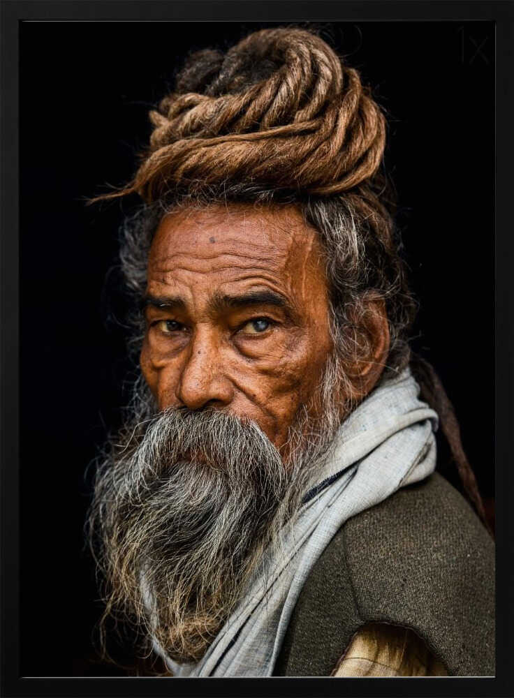 Wise Sadhu Portrait Art Print UK — Dark Moody Dark Wall Art — Living Room — Wall It All Prints