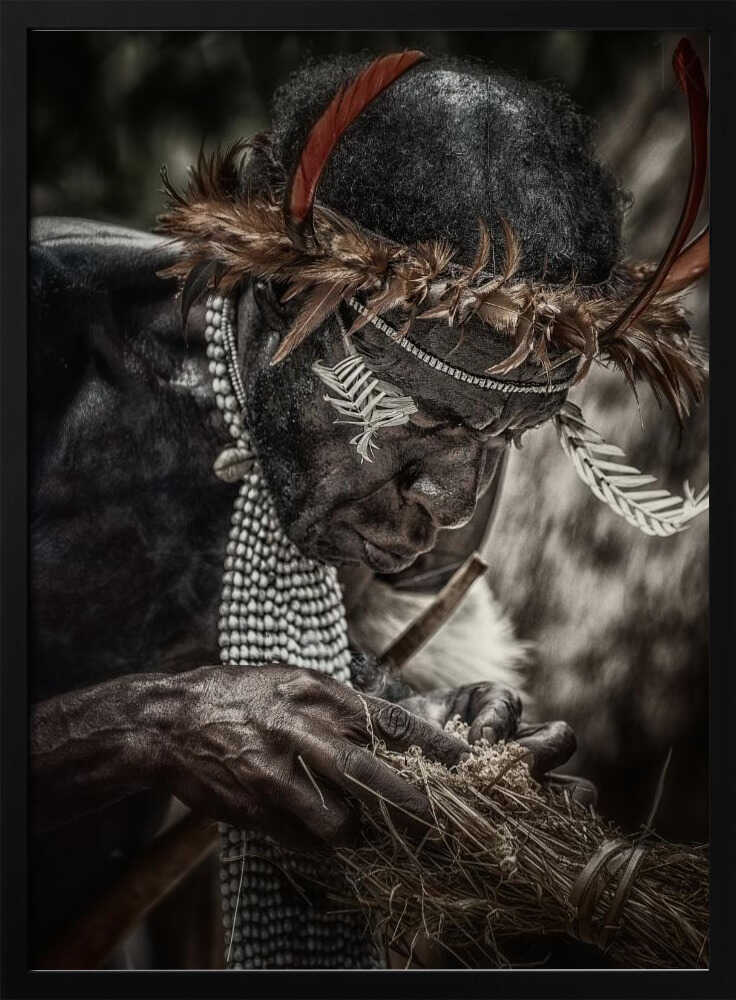 Indigenous Ritual Focus Art Print UK — Dark Moody Dark Wall Art — Living Room — Wall It All Prints
