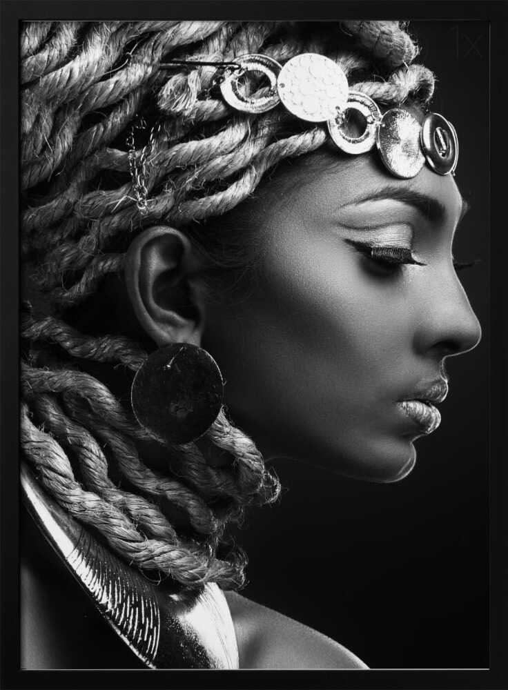 Braided Hair Portrait Art Print UK — Dark Moody Dark Wall Art — Living Room — Wall It All Prints