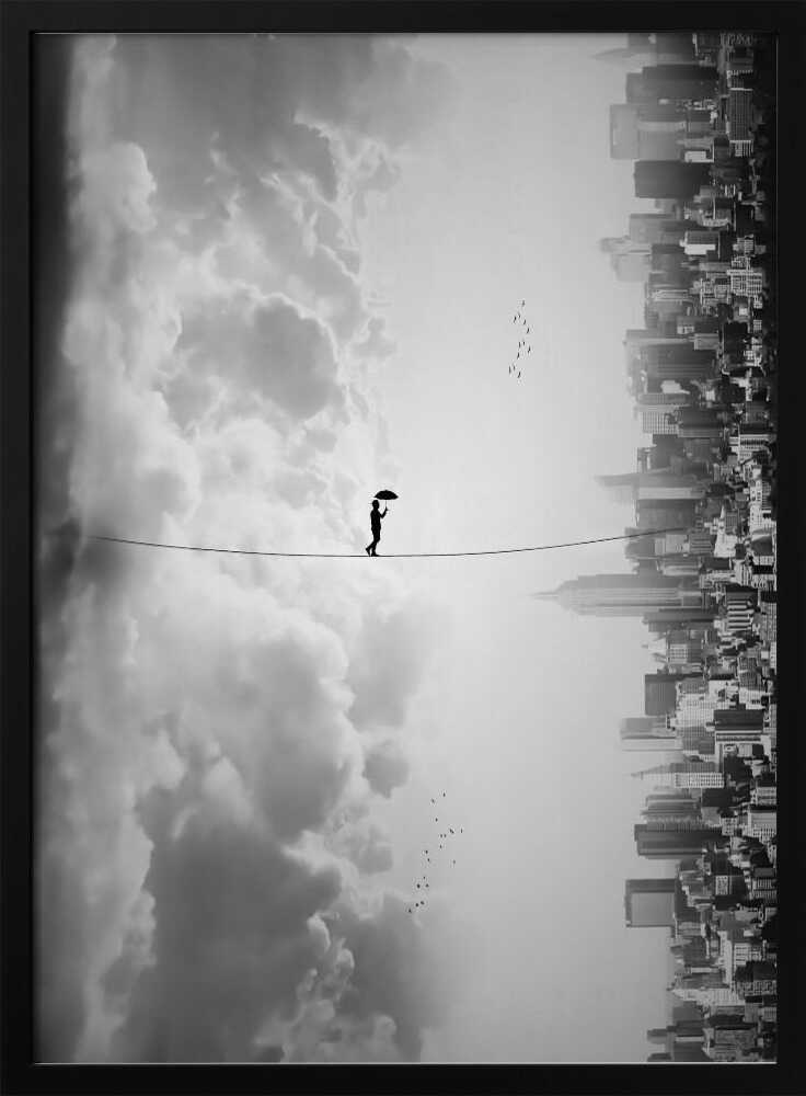 Tightrope Walk Between Worlds Art Print UK — Abstract Dark Wall Art — Living Room — Wall It All Prints
