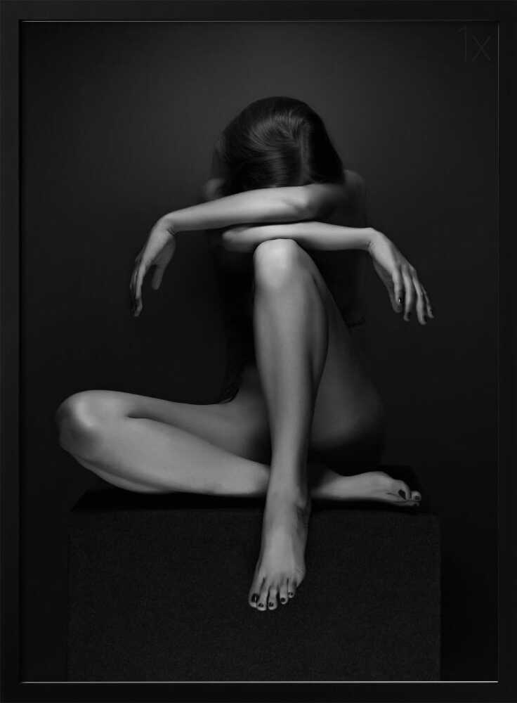 Contemplative Nude Figure Art Print UK — Dark Moody Dark Wall Art — Living Room — Wall It All Prints