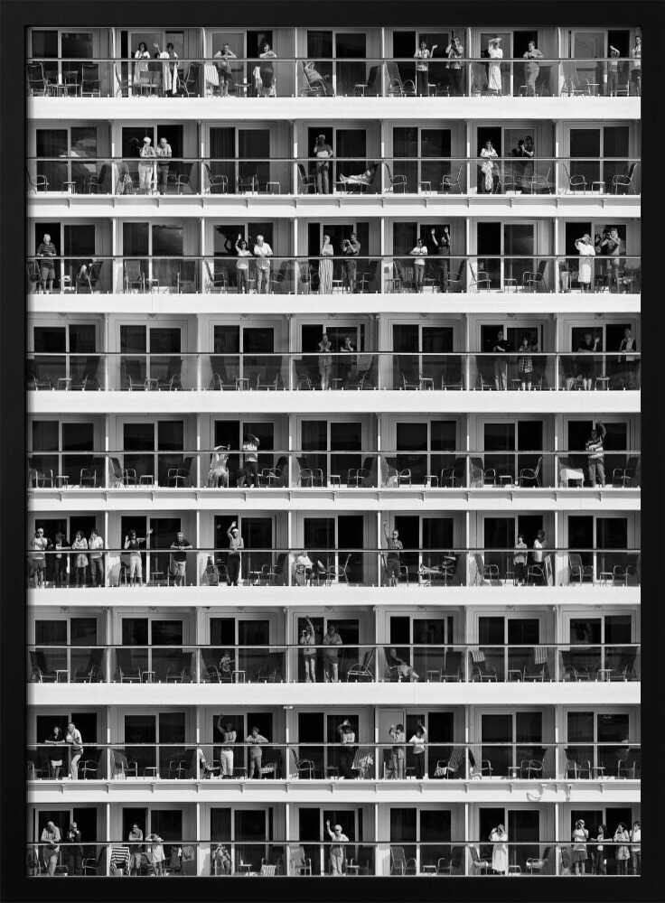 Ship Balconies Waving Crowd Art Print UK — Abstract Dark Wall Art — Living Room — Wall It All Prints