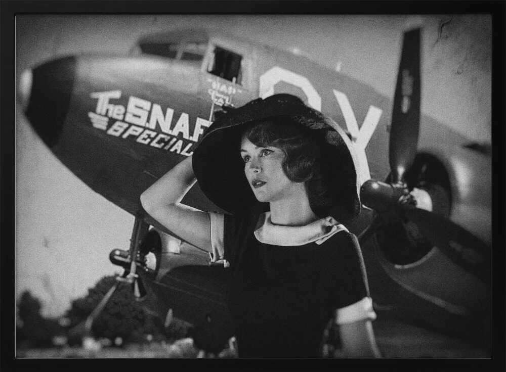 Elegant Aviation Lady Art Print UK — Portrait Dark Wall Art — Living Room — Wall It All Prints