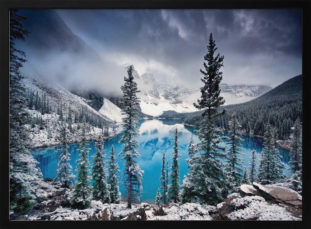 Blue Winter Mountains Art Print UK — Dark Moody Calm Wall Art — Living Room — Wall It All Prints