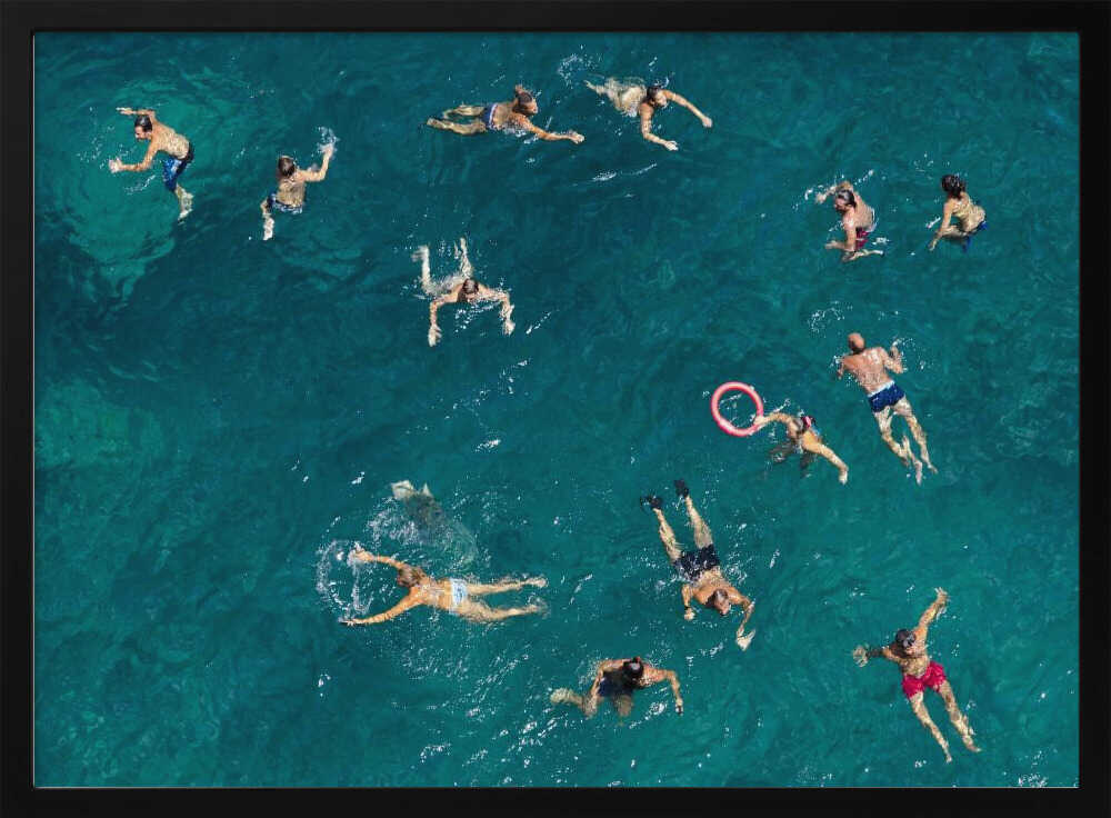 Aerial Ocean Swimmers Art Print UK — Landscape Vibrant Wall Art — Living Room — Wall It All Prints