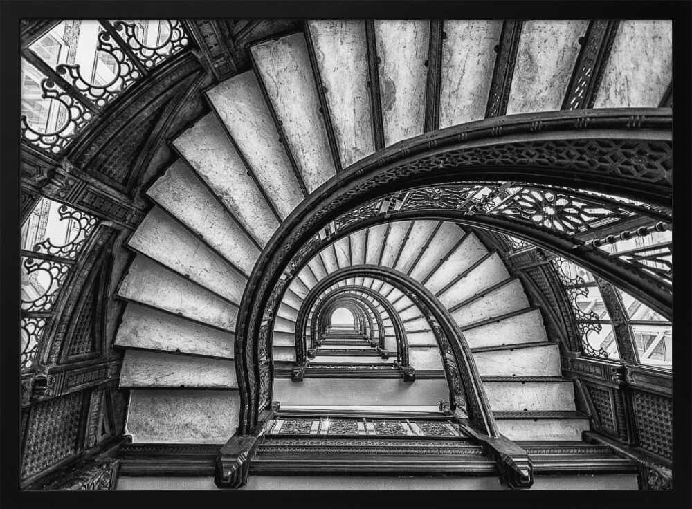 Ornate Spiral Staircase Art Print UK — Abstract Dark Wall Art — Living Room — Wall It All Prints