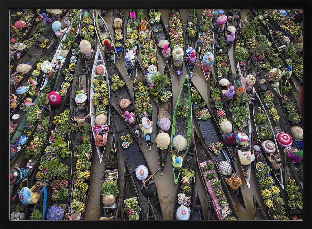 Vibrant Floating Market Art Print UK — Japanese Vibrant Wall Art — Kitchen — Wall It All Prints