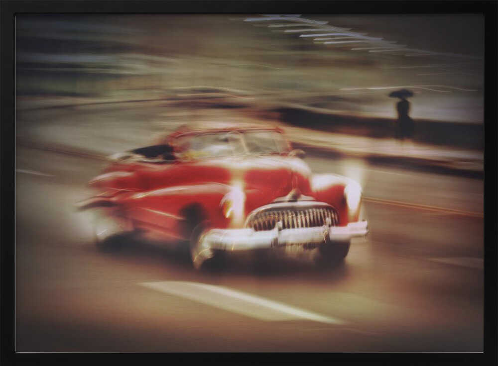 Classic Red Car Motion Art Print UK — Vintage Vibrant Wall Art — Living Room — Wall It All Prints