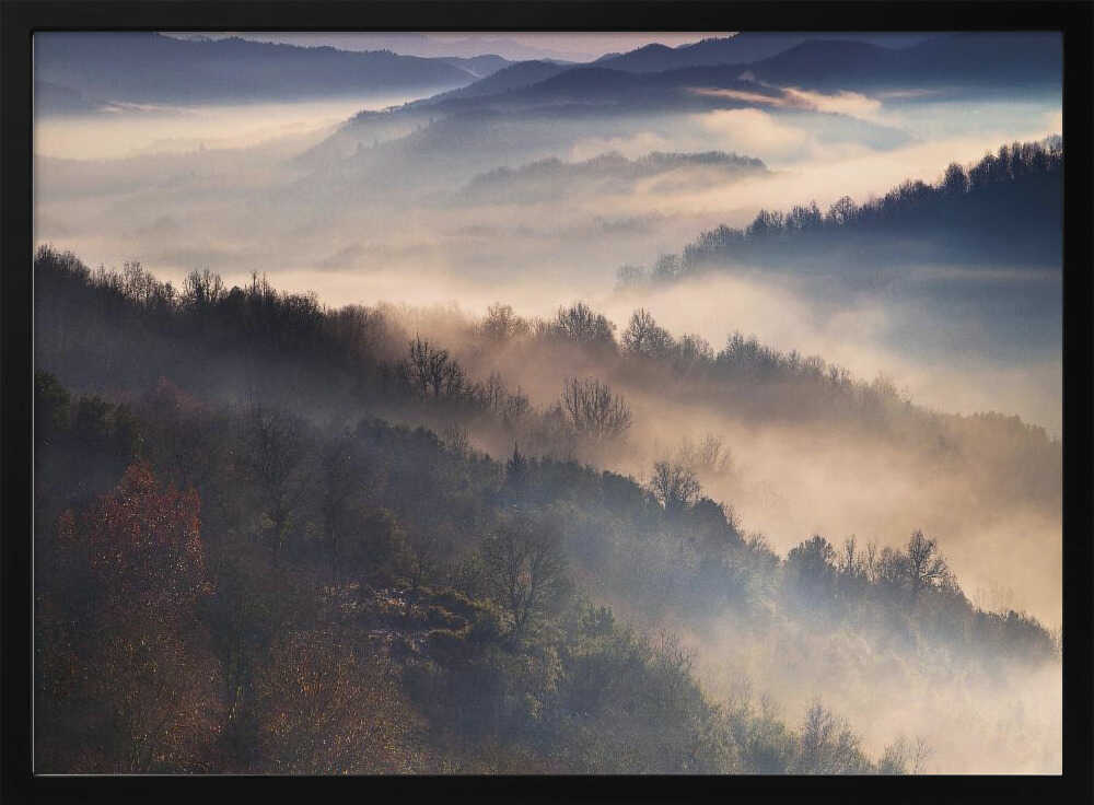 Misty Mountain Serenity Art Print UK — Landscape Calm Wall Art — Living Room — Wall It All Prints