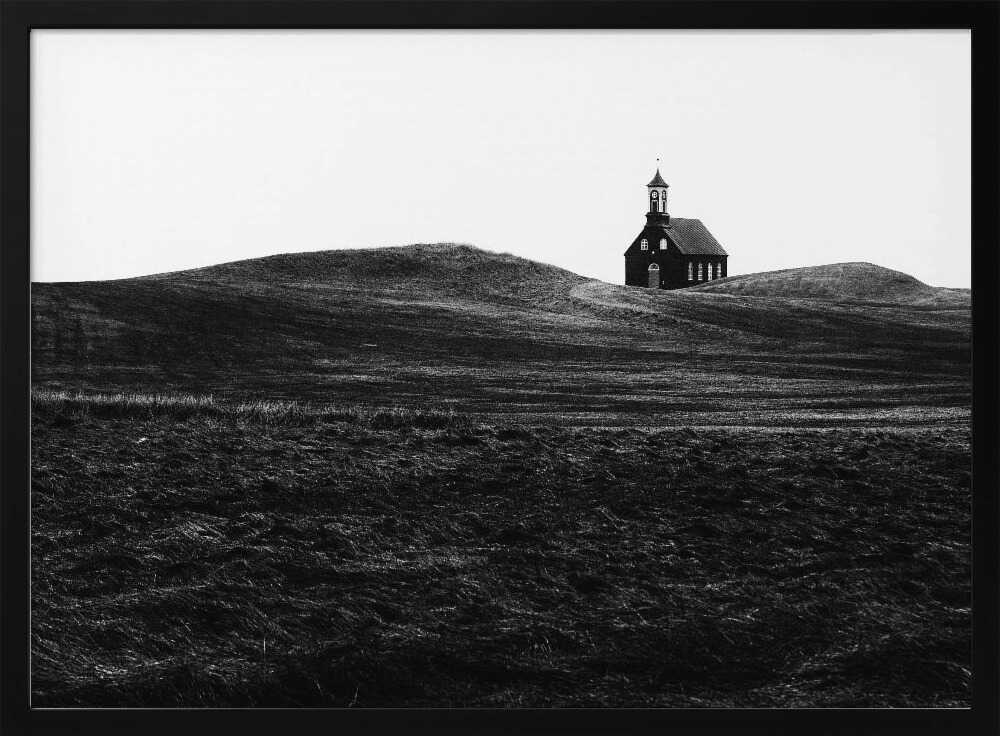 Solitary Hilltop Church Art Print UK — Abstract Calm Wall Art — Office — Wall It All Prints