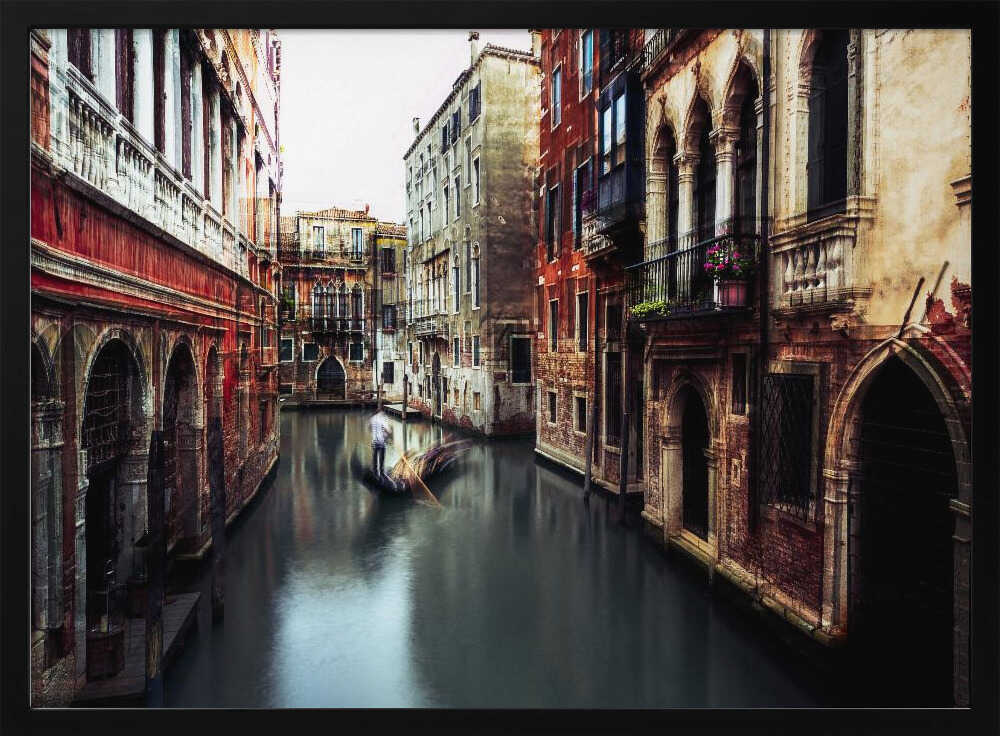Moody Venice Canal Ride Art Print UK — Dark Moody Dark Wall Art — Living Room — Wall It All Prints